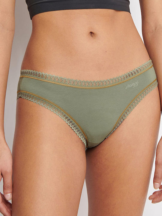 Βαμβακερά Femei Slip 3Pack cu Dantelă Khaki, Navy, Printed