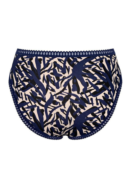 H High Βαμβακερά High Waist Women's Slip 3Pack with Lace Blue