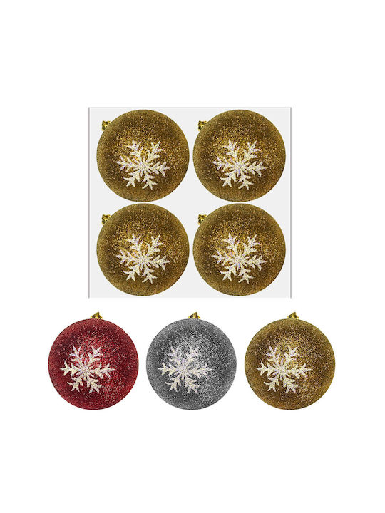 Hanging Ball Ornament Ornament Red 10cm Set 4pcs