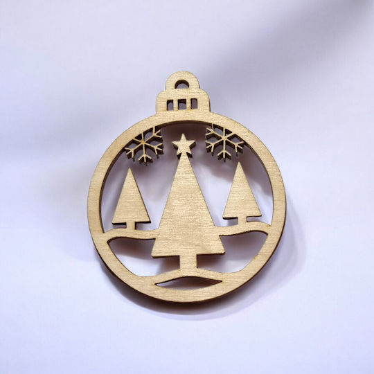 Hängendes Ornament Etikett Hölzern Beige 7.3x9cm