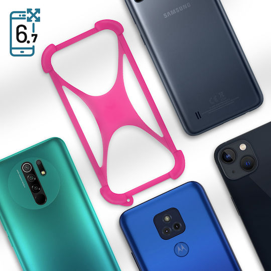 Smartphone-Hülle Bis Zu 6,7 Zoll Universal Silikon Dehnbar Rosa