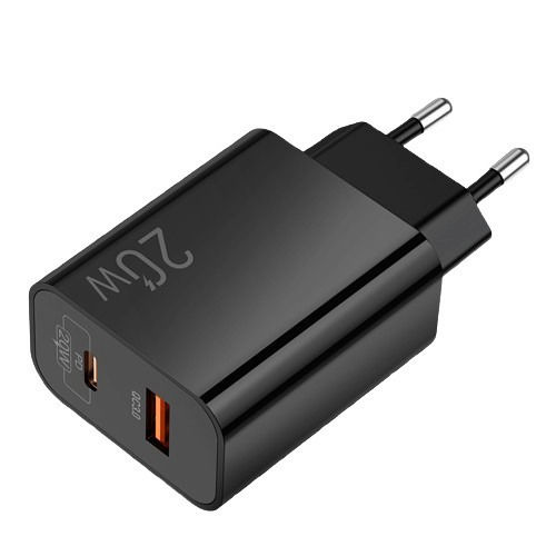 Lamtech Charger Without Cable with USB-A Port and USB-C Port 20W Quick Charge 3.0 Blacks (LAM114420)