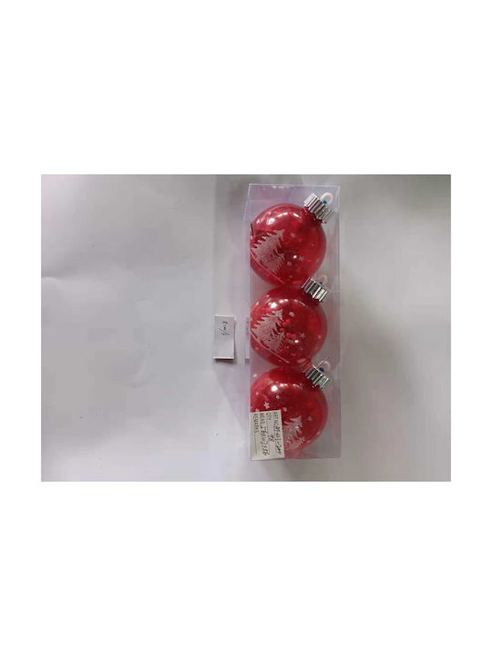 Set 3 Rote Kugel Ornamente 8cm