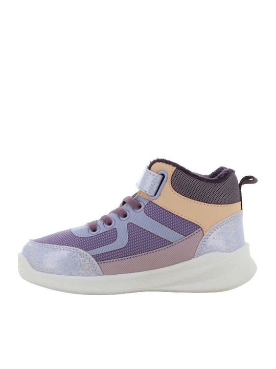Frozen Παιδικά Sneakers High Ανατομικά με Σκρατς Λιλά