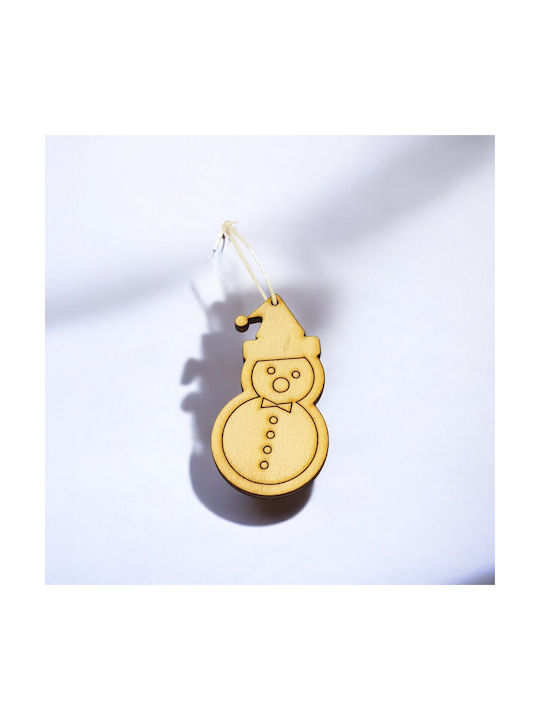 Wooden Snowman Ornament 3.7x7cm