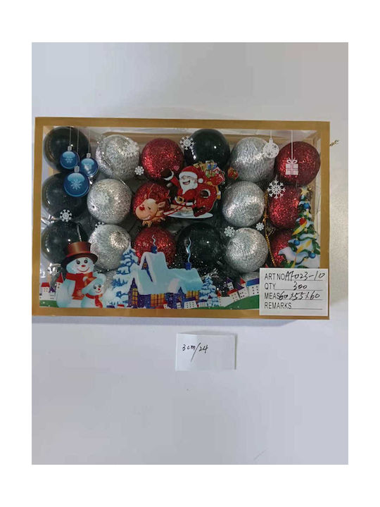 Hanging Ball Ornament Multicolour Set 24pcs