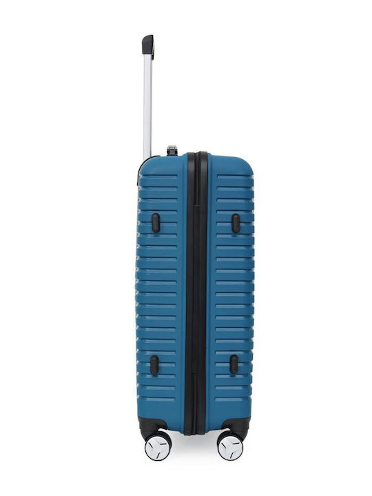 Amber Medium Hard Blue Travel Suitcase with 4 Wheels Height 65cm