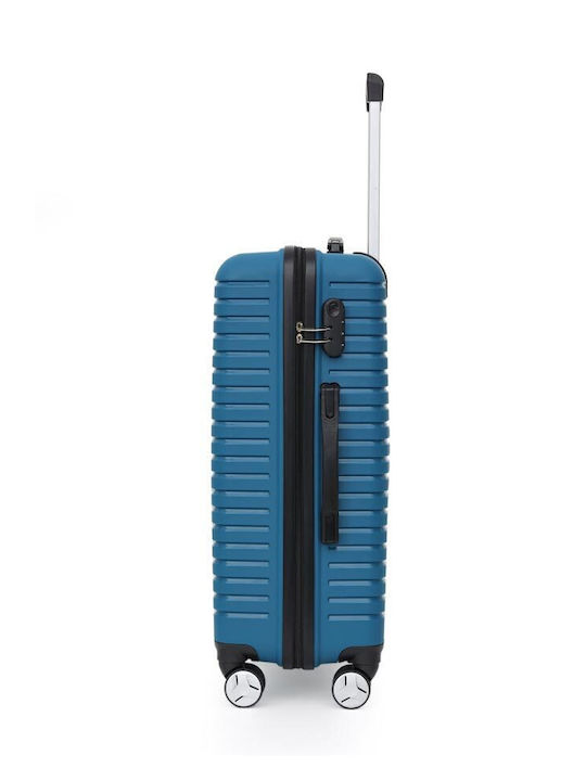 Amber Medium Hard Blue Travel Suitcase with 4 Wheels Height 65cm