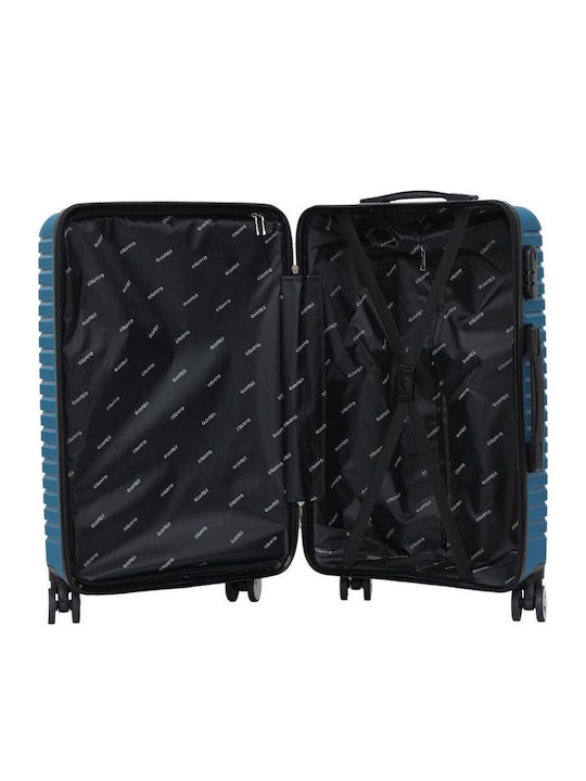 Amber Medium Hard Blue Travel Suitcase with 4 Wheels Height 65cm
