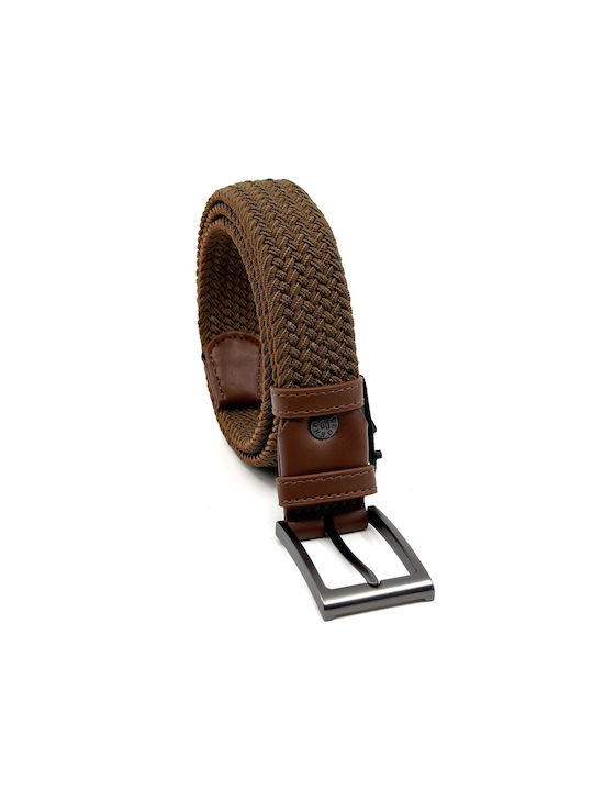 Legend Accessories Men's Knitted Leather Elastic Belt Green