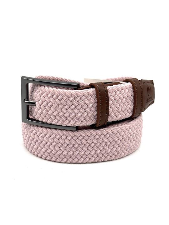 Elastic Men's Fabric Knitted Pink Belt