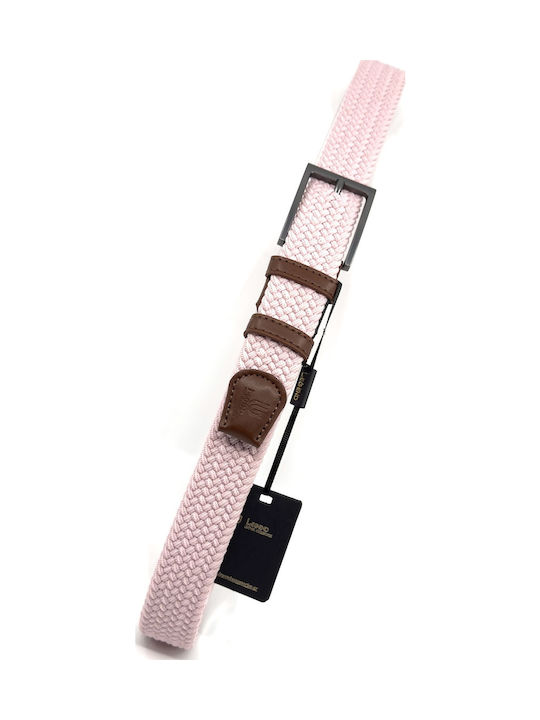 Elastic Men's Fabric Knitted Pink Belt