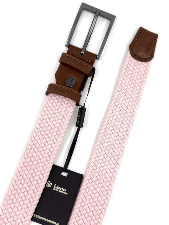 Elastic Men's Fabric Knitted Pink Belt