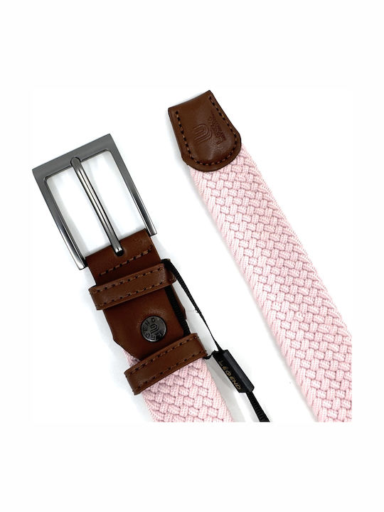 Elastic Men's Fabric Knitted Pink Belt