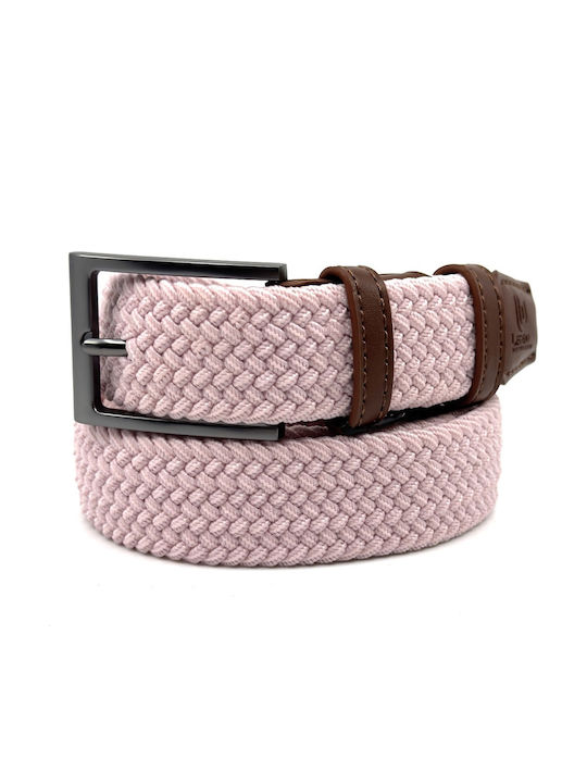 Elastic Men's Fabric Knitted Pink Belt
