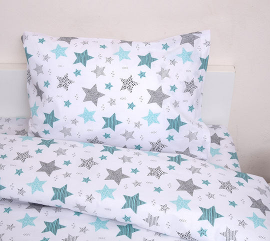 Viopros Kids Sheets Set Single Cotton Sirius White 160x275cm 3 Pieces