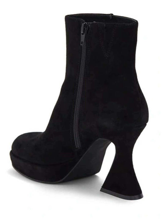 Humanity Black 00138 Suede Γυναικεία Μποτάκια Μαύρα