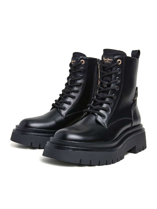 Drop 3 Queen Handler Leather Women's Ankle Boots with Medium Heel Black