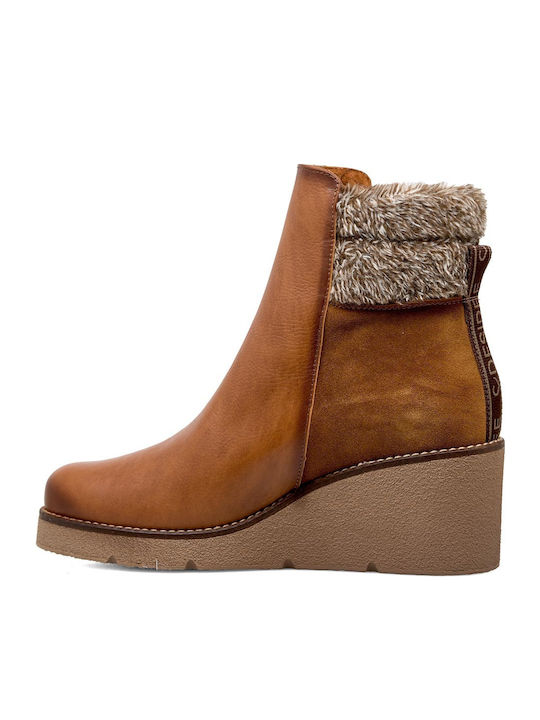 Leder Stiefeletten Damen Tabac Braun