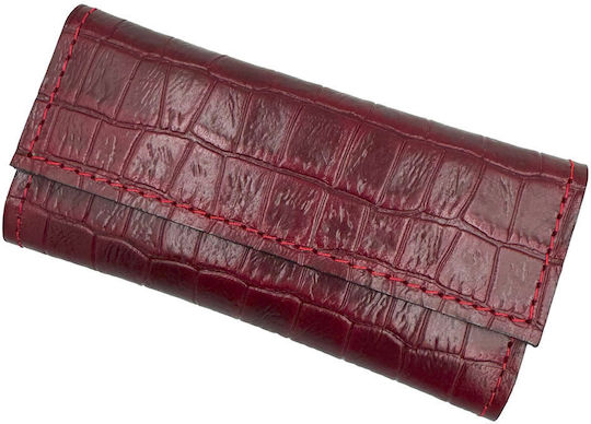 ByLeather Leather Tobacco Pouch With Magnetic Clasp Red Crocodile