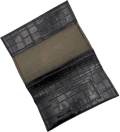 ByLeather Leather Tobacco Pouch With Magnetic Clasp Black Crocodile
