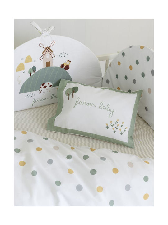 Nima Baby Sheets Set Crib Cotton Fitted White, Green, Beige White 70x140cm 3pcs