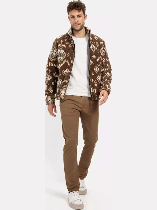 Pantaloni Bărbați Chino Elastic Slim Fit Maro