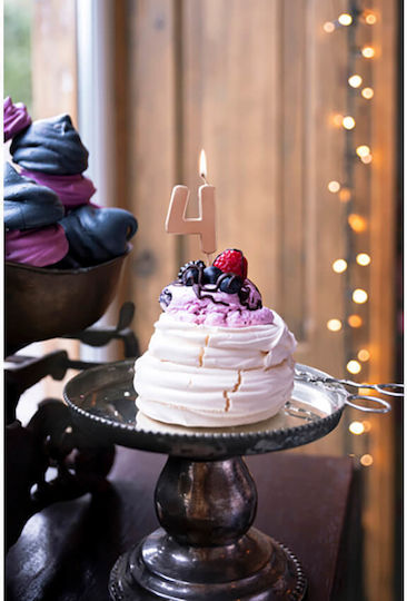 PartyDeco Birthday Candle Number "4" in Rose Gold Color SCU12M-4-019R