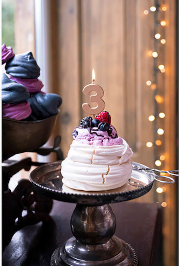 PartyDeco Birthday Candle Number "3" in Rose Gold Color SCU12M-3-019R