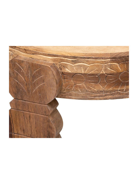 Round Side Coffee Table Gypsy Made of Solid Wood Beige W51xL51xH33.5cm