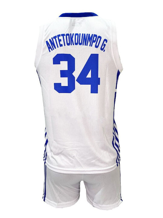 Kids' Basketball Set Greece National Team Antetokounmpo White 3434-24