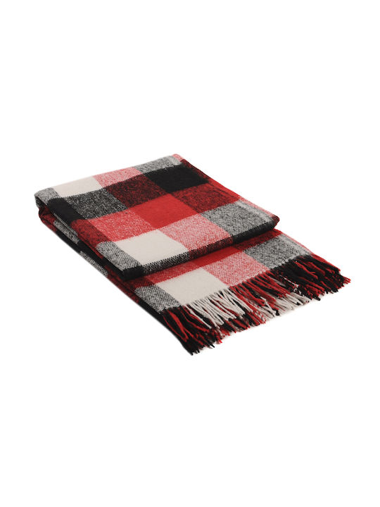 Palermo Black Red Wool Blanket 140/200 Cm Red