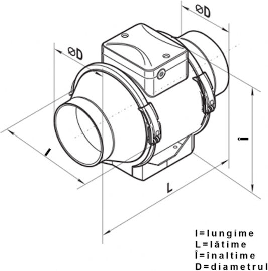 Ventilator axial cu conductă de 200mm, 2 viteze