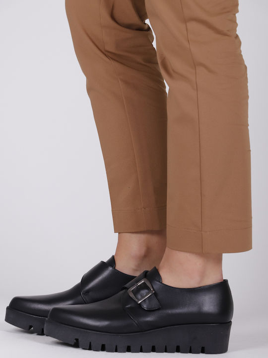 Leder Damen Loafers in Schwarz Farbe