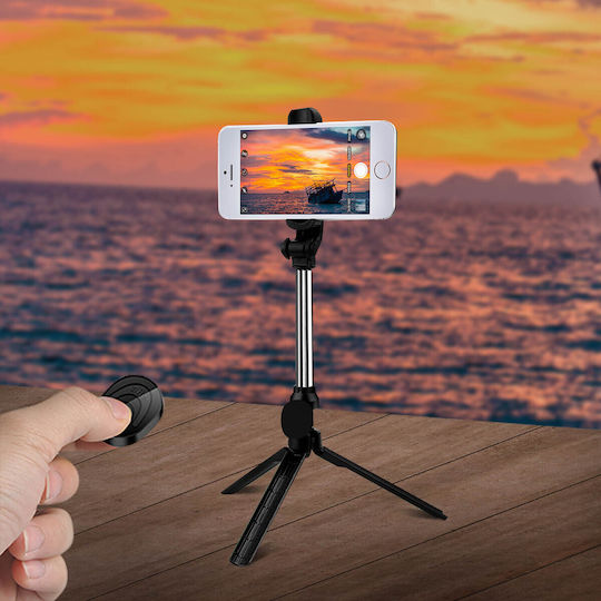 2 In 1 Bluetooth Selfie Stick Phone Tripod Retractable Remote Control Black