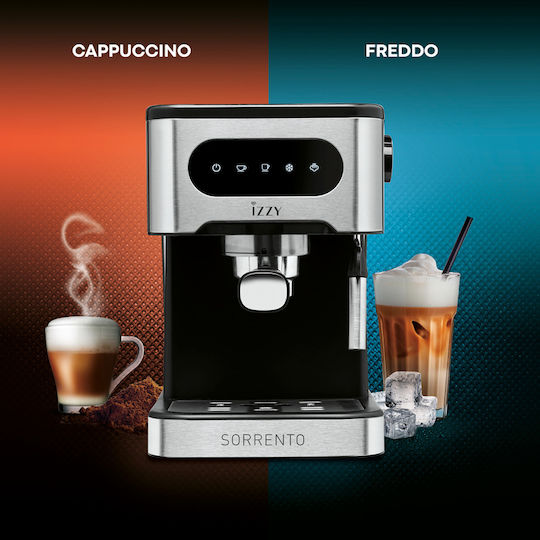 Izzy Automatic Espresso Machine Sorrento IZ-6014 20 bar Cold Brew Automatic Espresso Machine 1000W Pressure 20bar Silver