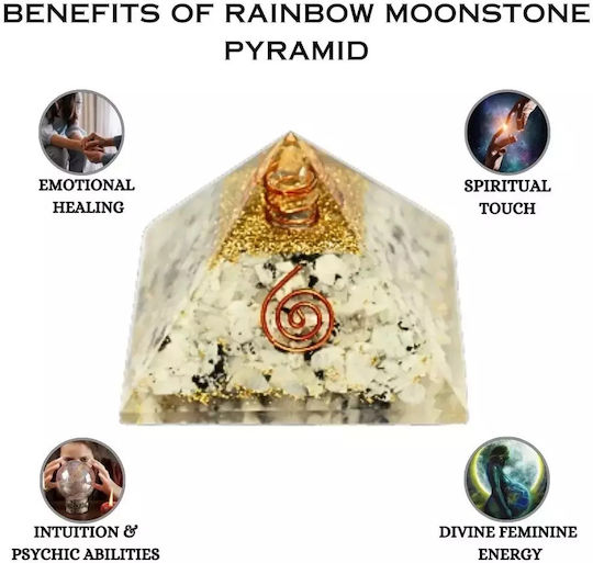 Πυραμίδα Οργονίτη Moonstone Healing Crystals Λίθους Φεγγαρόπετρας 7,5cm