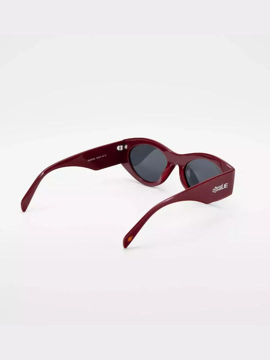 Cosselie Cosselie Women's Sunglasses with Red Horn-Rimmed Frame and Gray Lens