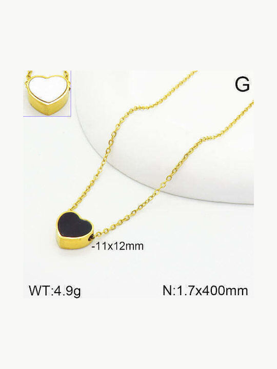 Bizou-Shop Κολιέ με σχέδιο Καρδιά από Επιχρυσωμένο Ατσάλι Μαύρο