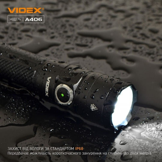 Videx Επαναφορτιζόμενος Φακός LED IP68 με Μέγιστη Φωτεινότητα 4000lm