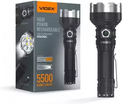 Videx Επαναφορτιζόμενος Φακός LED IP68 με Μέγιστη Φωτεινότητα 5500lm