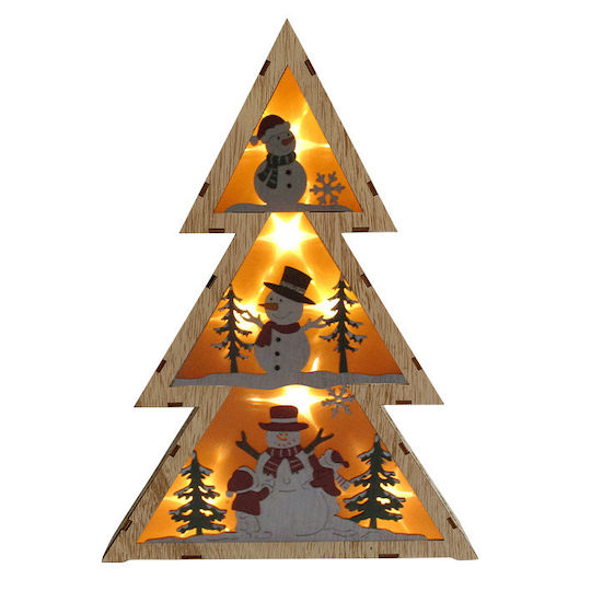 Christmas Decorative Illuminated Wood Tree 29.5cm