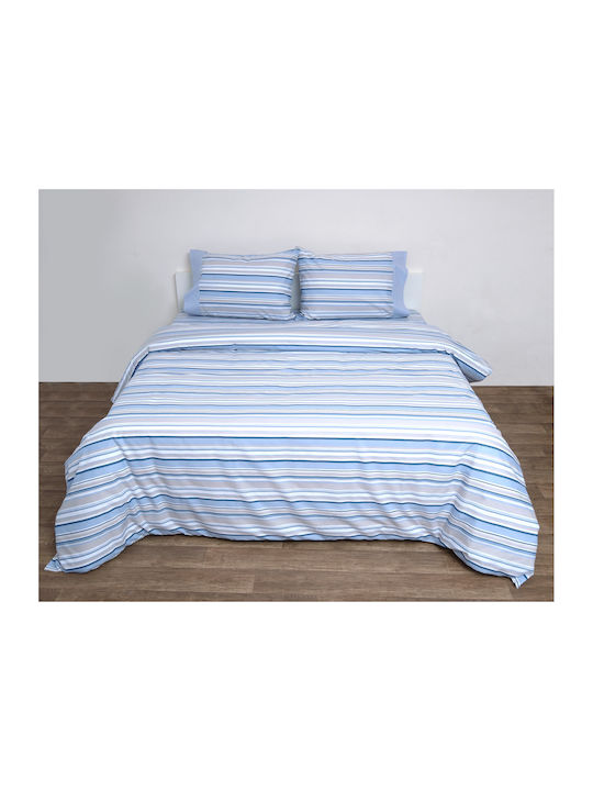 Anna Riska Duvet Cover Set Cotton Queen with 2 Pillowcases 220x240 Border 3003 Light Blue