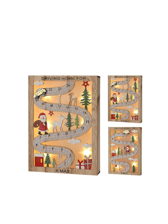 Illuminated Christmas Wooden Figure Height 28cm Decorative (Μiscellaneous Designs/Colors)