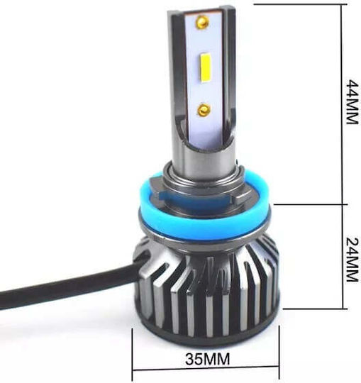 Set de 2 becuri LED H11 100W COB 6000K 12000lm lumină albă rece