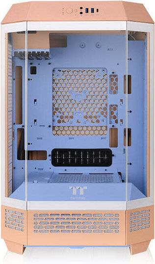 Thermaltake The Tower 300 Micro Tower Computer Case with Window Panel and RGB Lighting Peach Fuzz