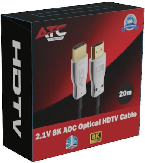ATC HDMI 2.1 Ultra High Speed 48Gbps 4K 120Hz HDR VRR Cable HDMI Male - HDMI Male 20m Black