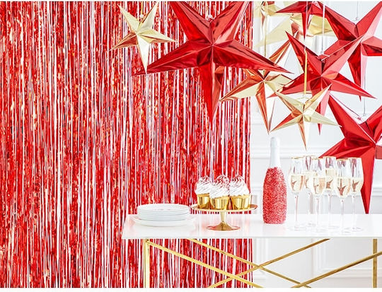 PartyDeco Κουρτίνα για Party σε Κόκκινο χρώμα 90εκ.