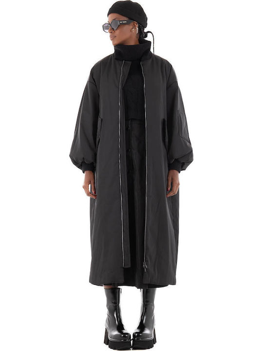 Lang Damen Bomberjacke Black