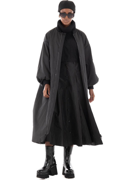 Lang Damen Bomberjacke Black
